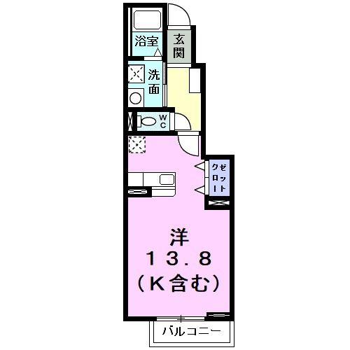 メゾンアンソレイエN(ワンルーム/1階)の間取り写真