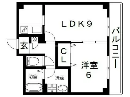 アンプルールフェール今津(1LDK/1階)の間取り写真