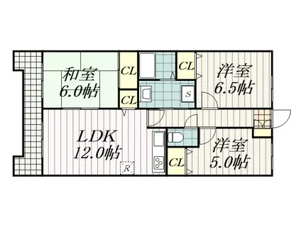ファインビュ―千葉(3LDK/2階)の間取り写真