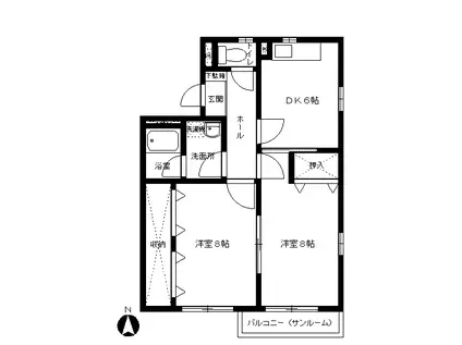 グラン・シャリオ(2DK/3階)の間取り写真