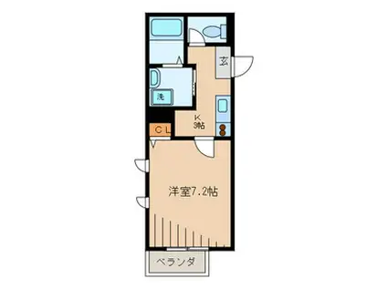 シャンベール(1K/2階)の間取り写真