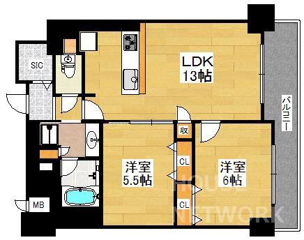 プレサンスロジェ四条大宮駅前(2LDK/6階)の間取り写真