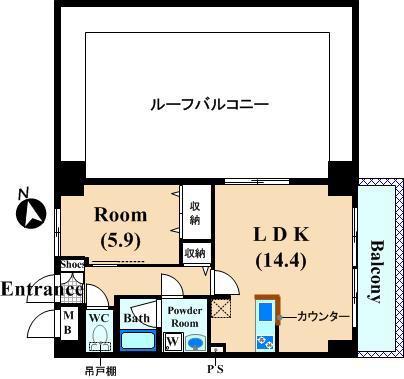 ライズコート(1LDK/4階)の間取り写真