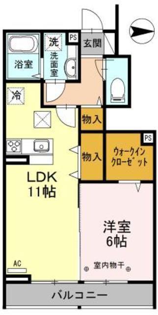 BREEZE谷塚(1LDK/1階)の間取り写真