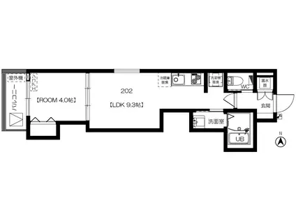 BOMIORA寺田町(1LDK/2階)の間取り写真