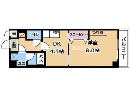 RAINBOW CITY REC(1DK/3階)の間取り写真