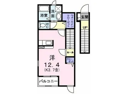 ソレイユ・ルヴァン(1K/2階)の間取り写真