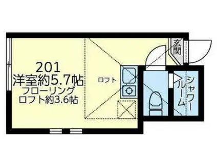 ユナイト星川アドリアーナの瞳(ワンルーム/2階)の間取り写真