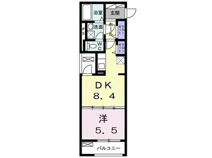 ルミエール(1DK/1階)の間取り写真