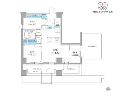 クレヴィアリグゼ西馬込(3LDK/6階)の間取り写真