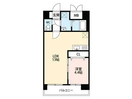 スカイオン本町(1LDK/9階)の間取り写真