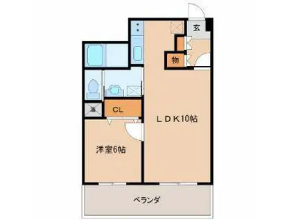 ヴィラKS(1LDK/6階)の間取り写真