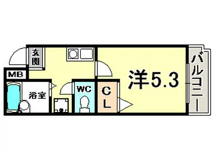 ルモンド元町(1K/2階)の間取り写真