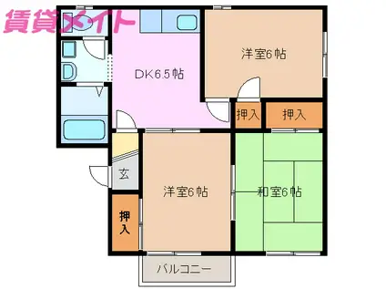 フレグランススターハイツB(3DK/2階)の間取り写真