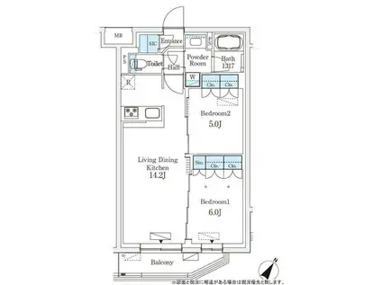 参宮橋ビューアパートメント(2LDK/1階)の間取り写真