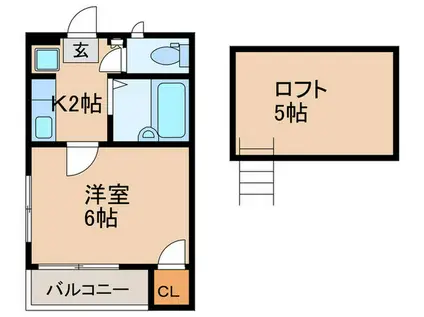 リリーム高宮(1K/2階)の間取り写真