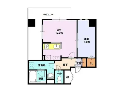 LIVELY都賀(1LDK/4階)の間取り写真