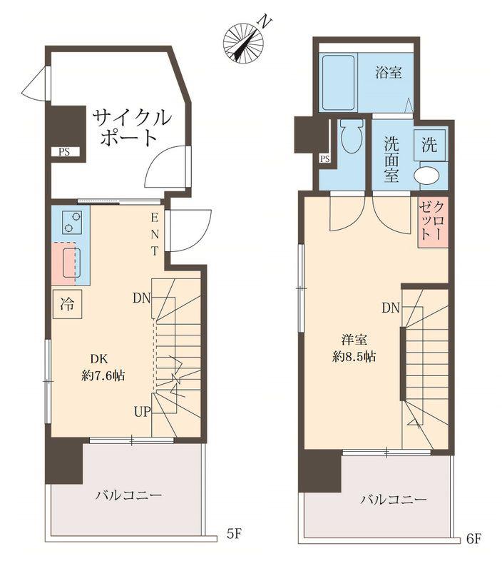 スフィア日本橋富沢町(1DK/5階)の間取り写真