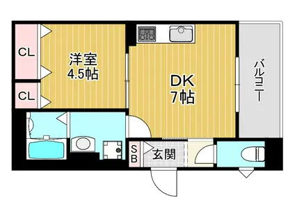 クリエオーレ今市(1DK/3階)の間取り写真