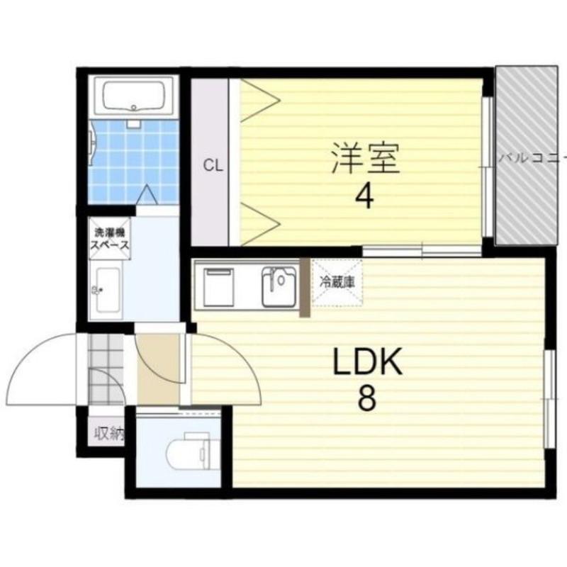アッシュメゾン今里(1LDK/1階)の間取り写真