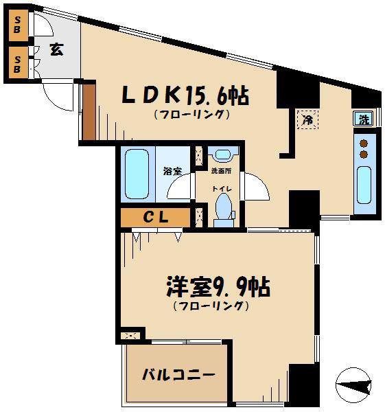 ウィルテラス千歳烏山(1LDK/5階)の間取り写真