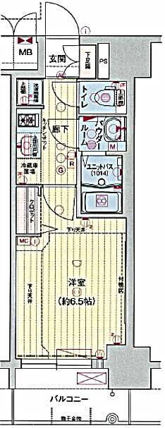 プレサンスNAGOYA本陣(1K/3階)の間取り写真