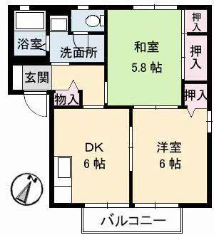 ビレッジ城北A(2DK/2階)の間取り写真