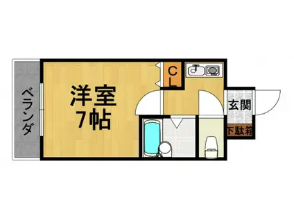 ヴィラカイチ(1K/4階)の間取り写真