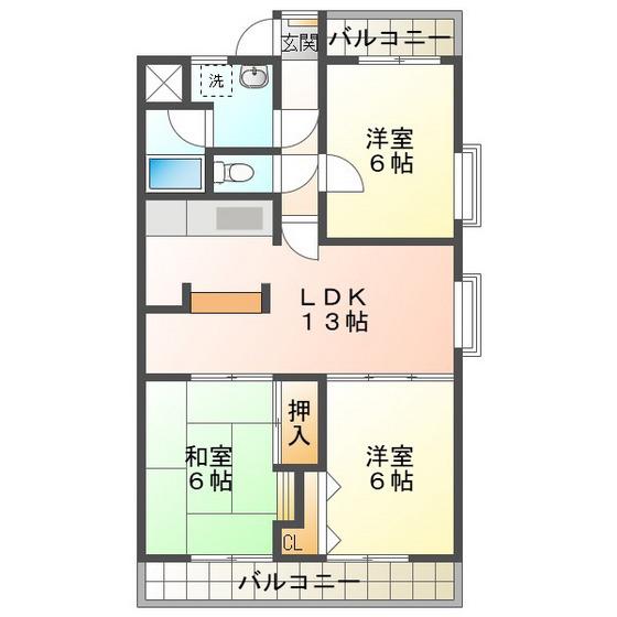 コンフォトゥールII(3LDK/2階)の間取り写真