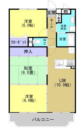 スカイヒル・K(3LDK/3階)の間取り写真