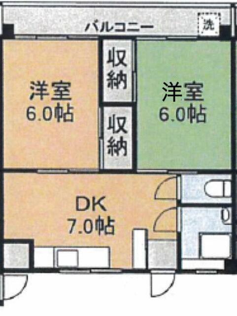 ハイツ仙波苑(2DK/2階)の間取り写真