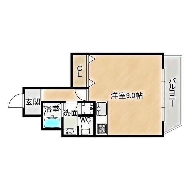 パークヴェール新森(1K/2階)の間取り写真