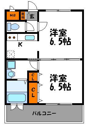 エンクレスト薬院II(2K/7階)の間取り写真