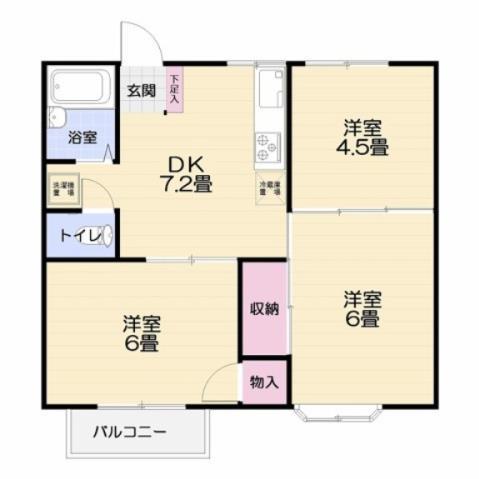 スクエア葉山(3DK/2階)の間取り写真