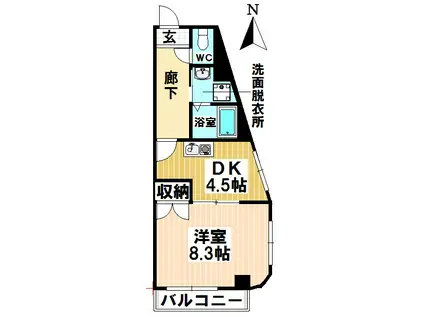 サンステイツ(1DK/2階)の間取り写真