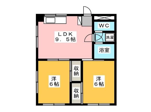 ラディーナ滝山(2LDK/1階)の間取り写真