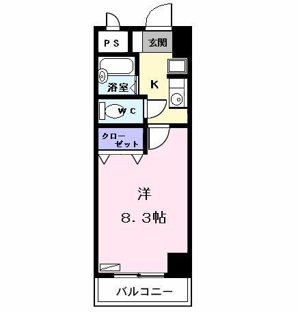ネオサイト(1K/4階)の間取り写真