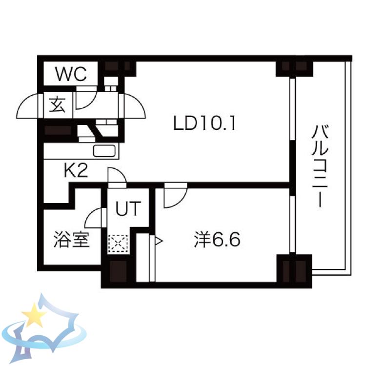 グランドタワー札幌(1LDK/30階)の間取り写真