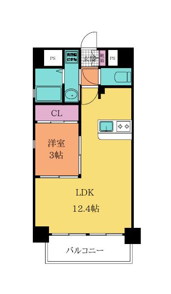 門司ポロニア(1LDK/3階)の間取り写真