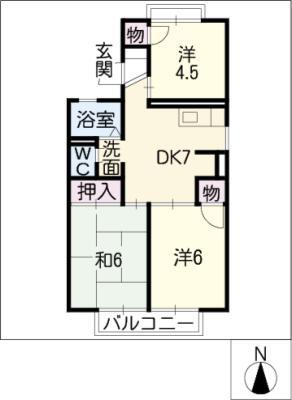YS HOUSE B棟(3DK/1階)の間取り写真