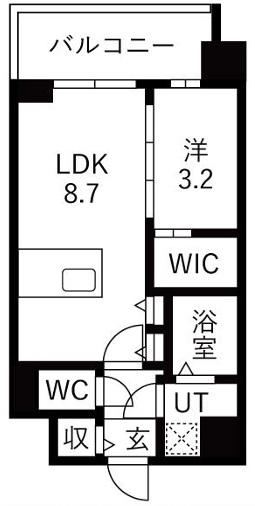 エスリードレジデンス梅田クラスシティ(1LDK/9階)の間取り写真