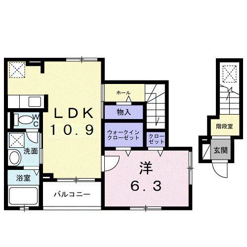 カーサ・ヴェルデ(1LDK/2階)の間取り写真