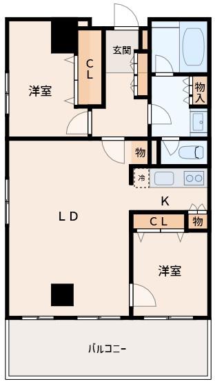 フローラルセントランド(2LDK/3階)の間取り写真