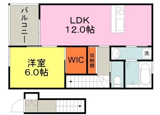 グラン・ブルー(1LDK/2階)の間取り写真