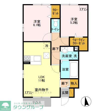 サンライトレジデンスII A(2LDK/1階)の間取り写真