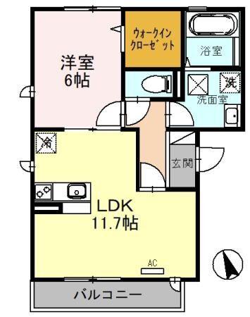 バレンシア(1LDK/1階)の間取り写真