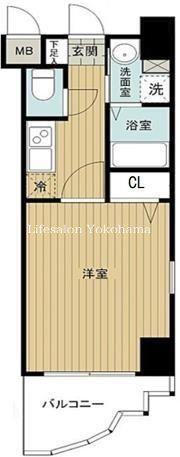 グリフィン横浜・馬車道駅前(1K/4階)の間取り写真
