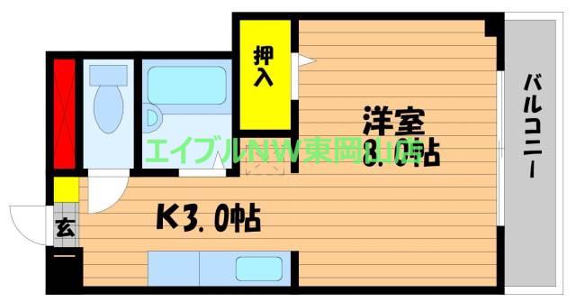 めぞんリベルテI(1K/2階)の間取り写真
