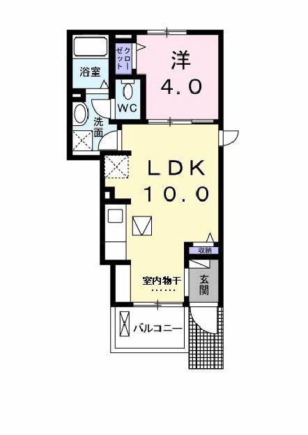ローズ・ブローテB(1LDK/1階)の間取り写真