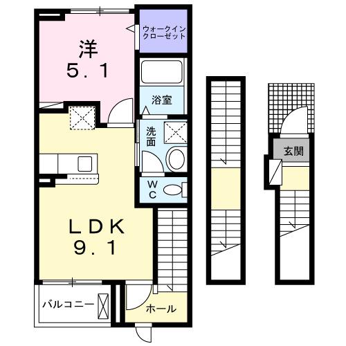 ユーフォリア(1LDK/3階)の間取り写真
